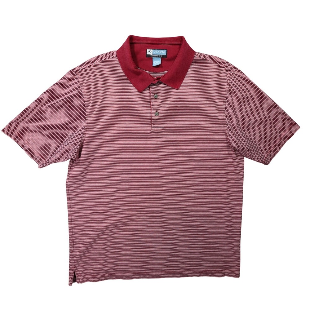 Jos. A. Bank Polo Shirt Mens L Red Excellent Striped Short Sleeve